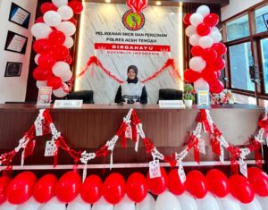Nuansa merah putih hiasi ruangan Sat Intelkam Polres Aceh Tengah. Foto / Ist.